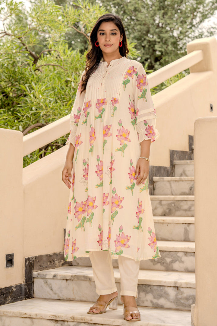 Kabool Lotus kurta pant set