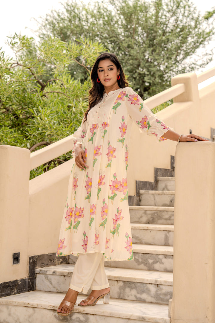 Kabool Lotus kurta pant set