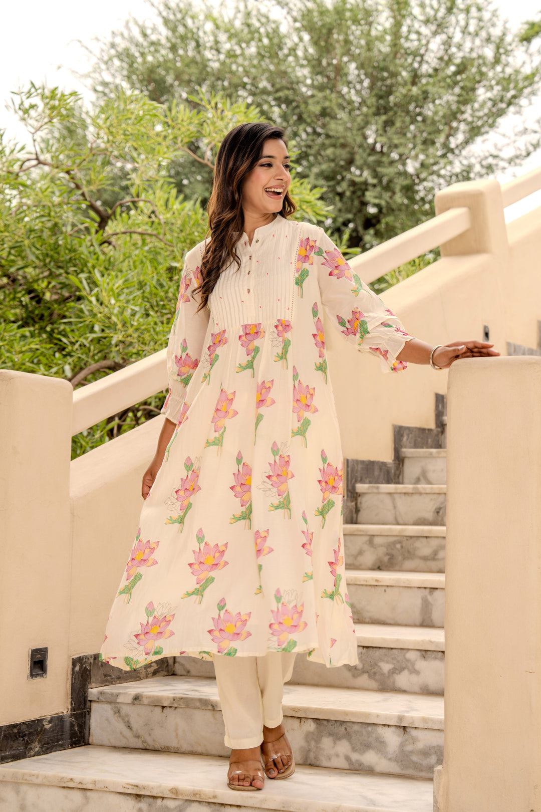 Kabool Lotus kurta pant set