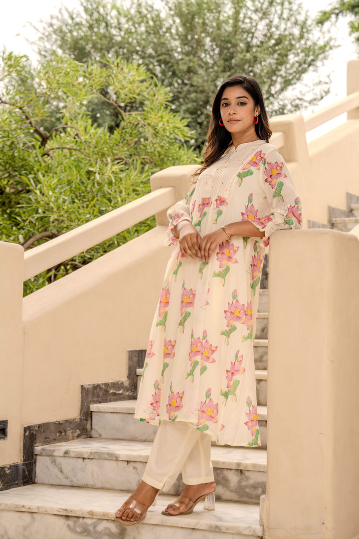 Kabool Lotus kurta pant set