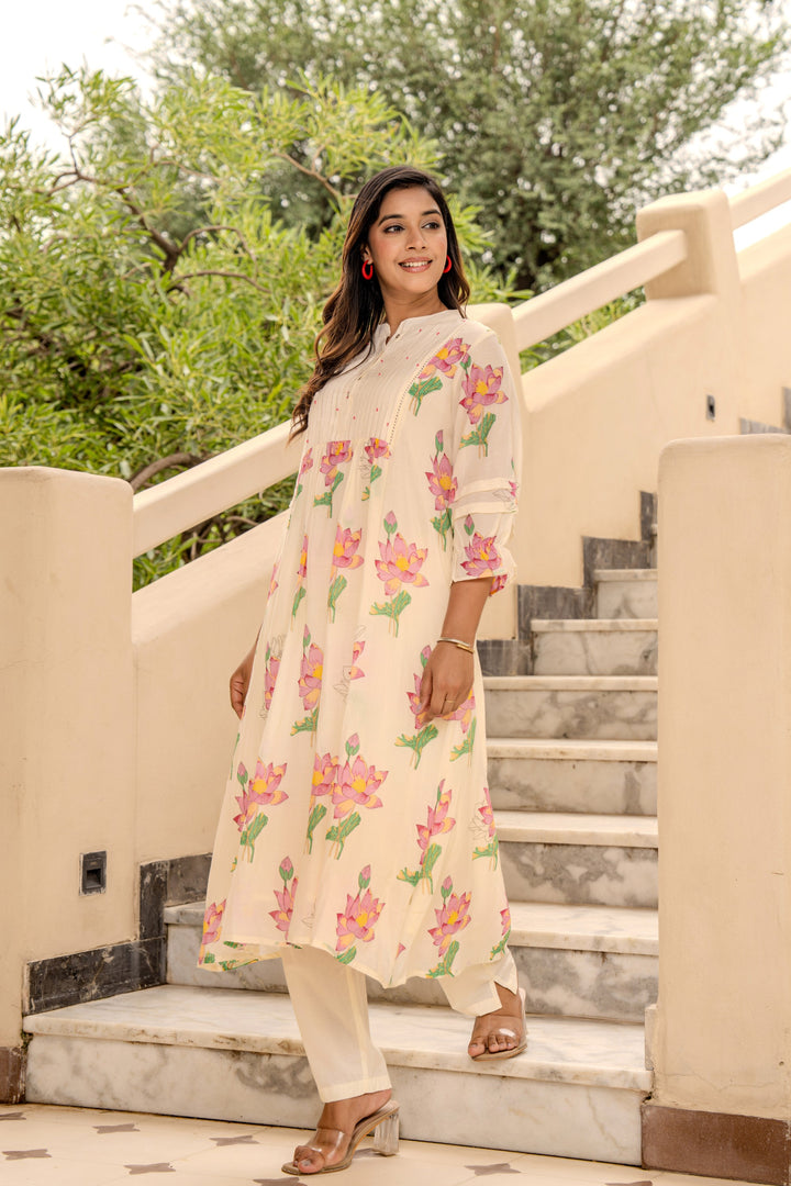 Kabool Lotus kurta pant set
