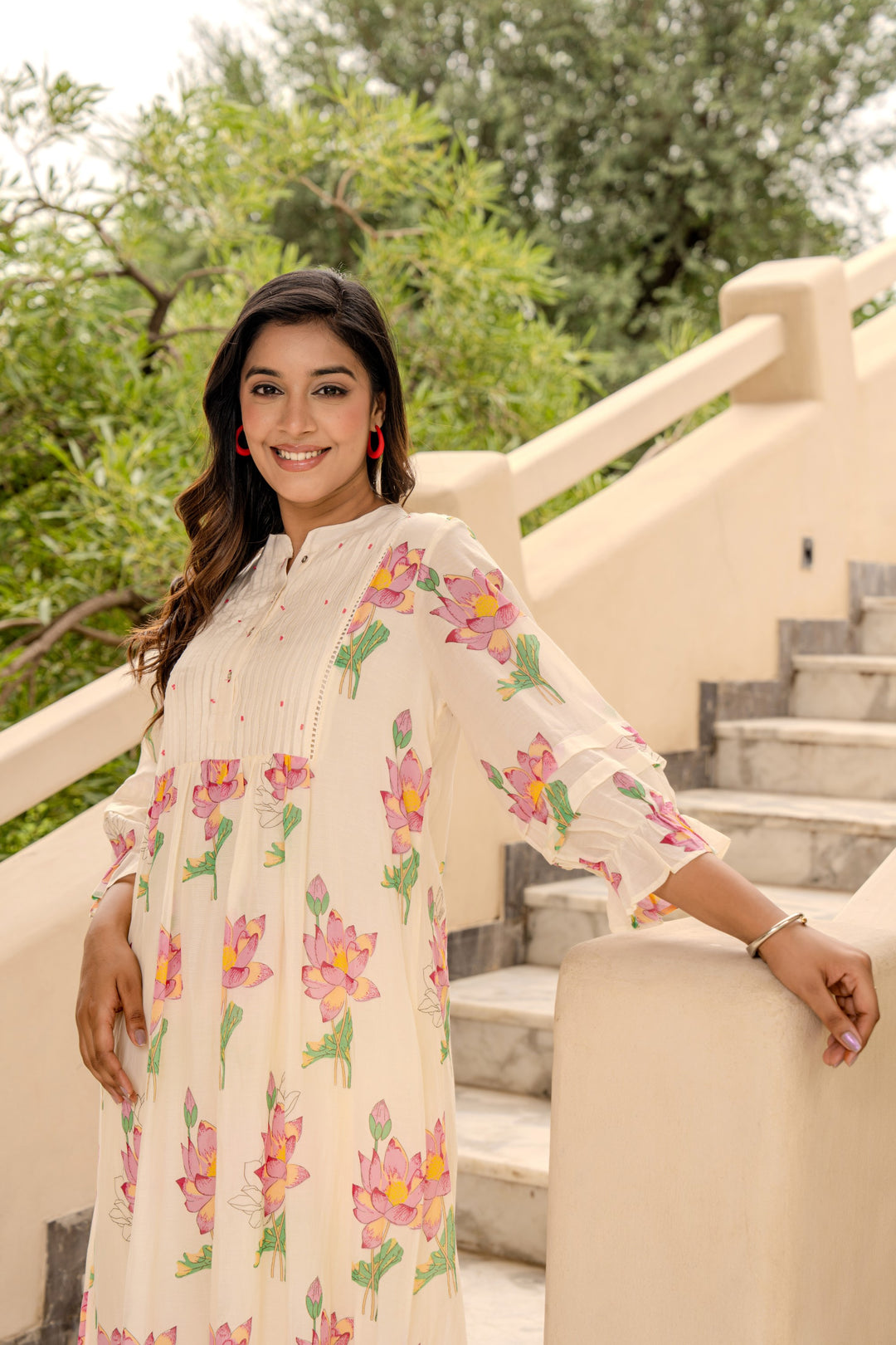 Kabool Lotus kurta pant set