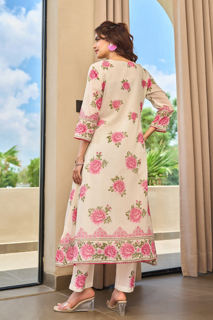 Tiara rose cotton kurta pant set