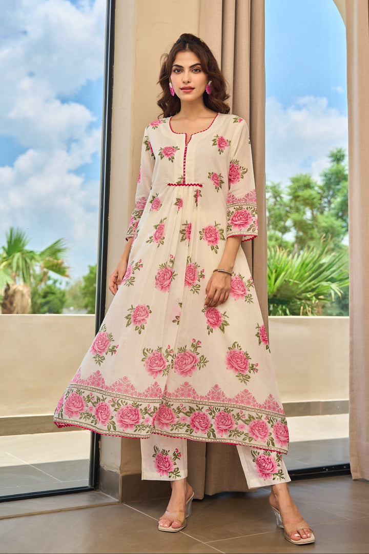 Tiara rose cotton kurta pant set