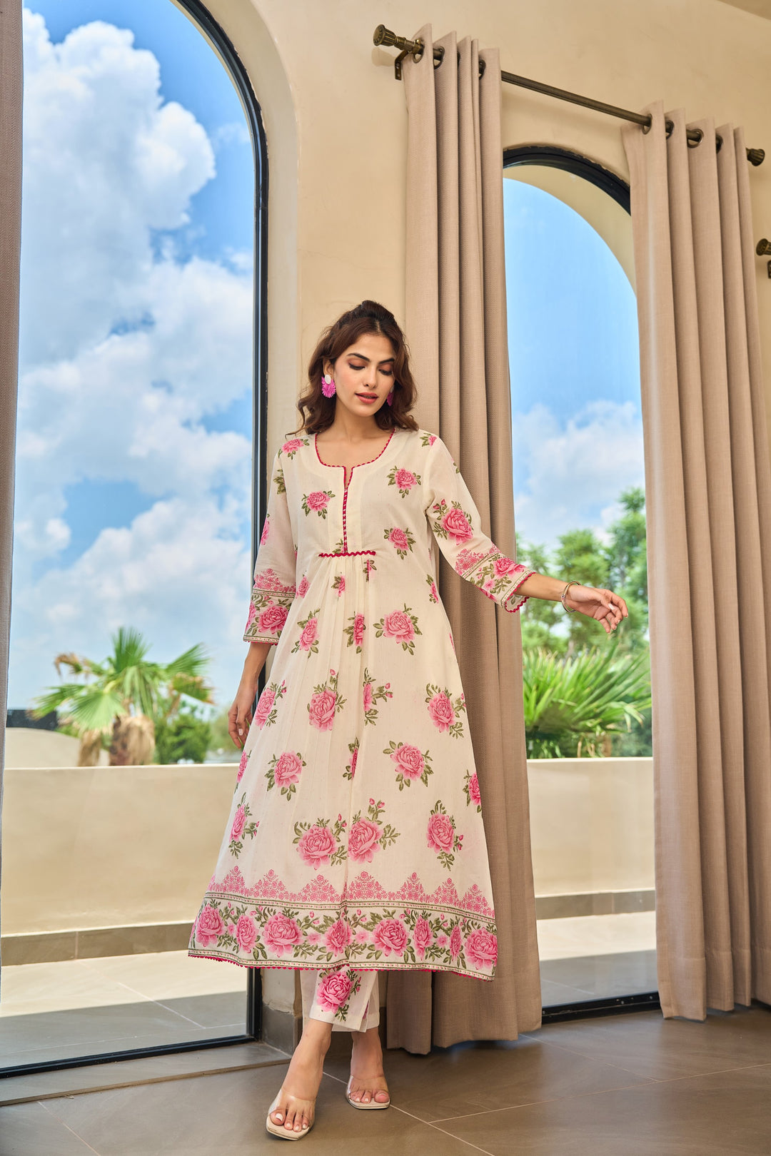 Tiara rose cotton kurta pant set