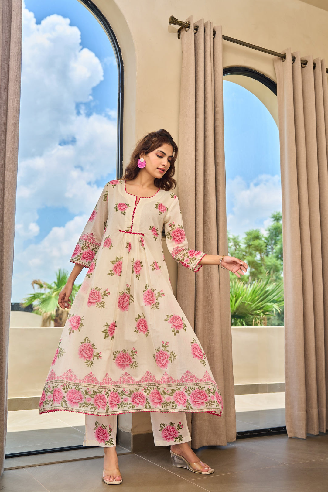 Tiara rose cotton kurta pant set
