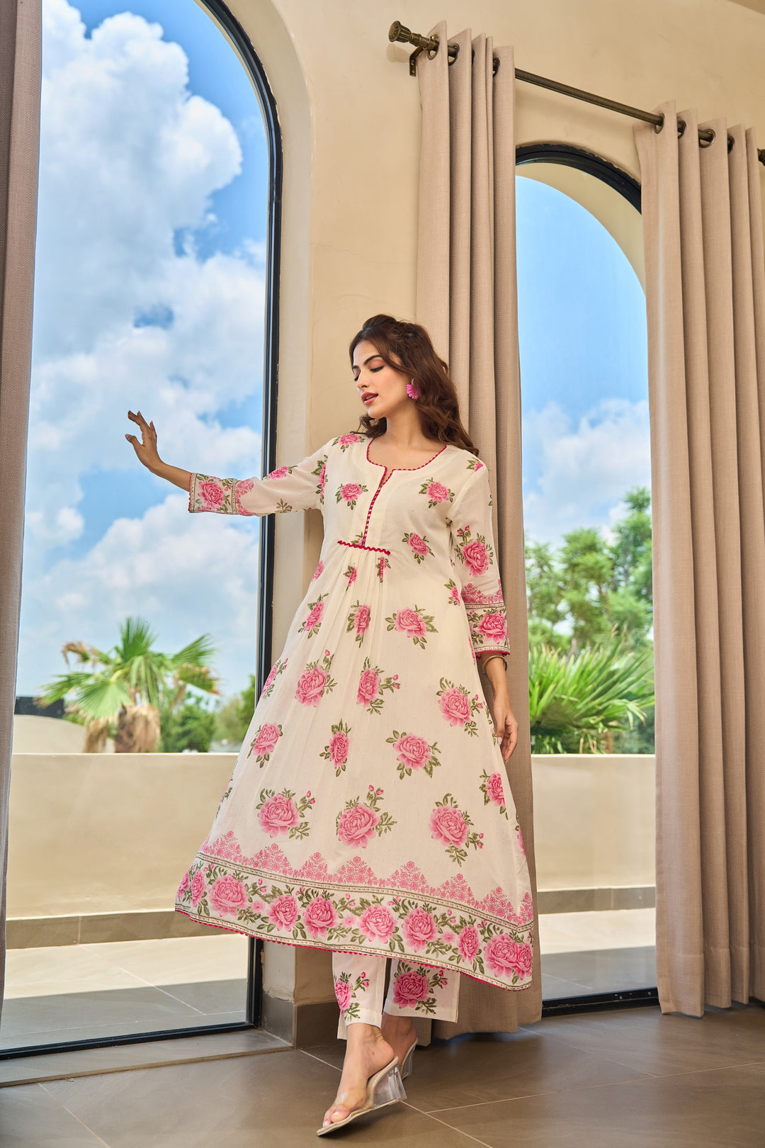 Tiara rose cotton kurta pant set