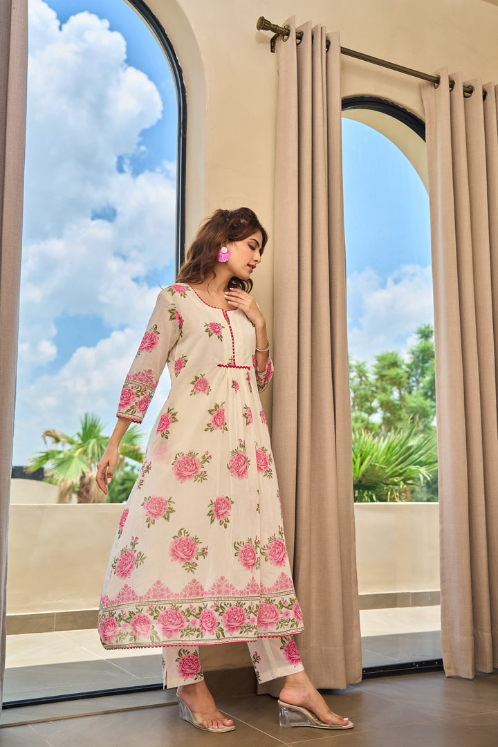 Tiara rose cotton kurta pant set