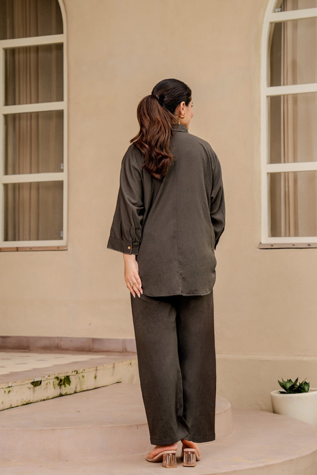 Tatva Mocha Embroidery Cotton Co-ord Set