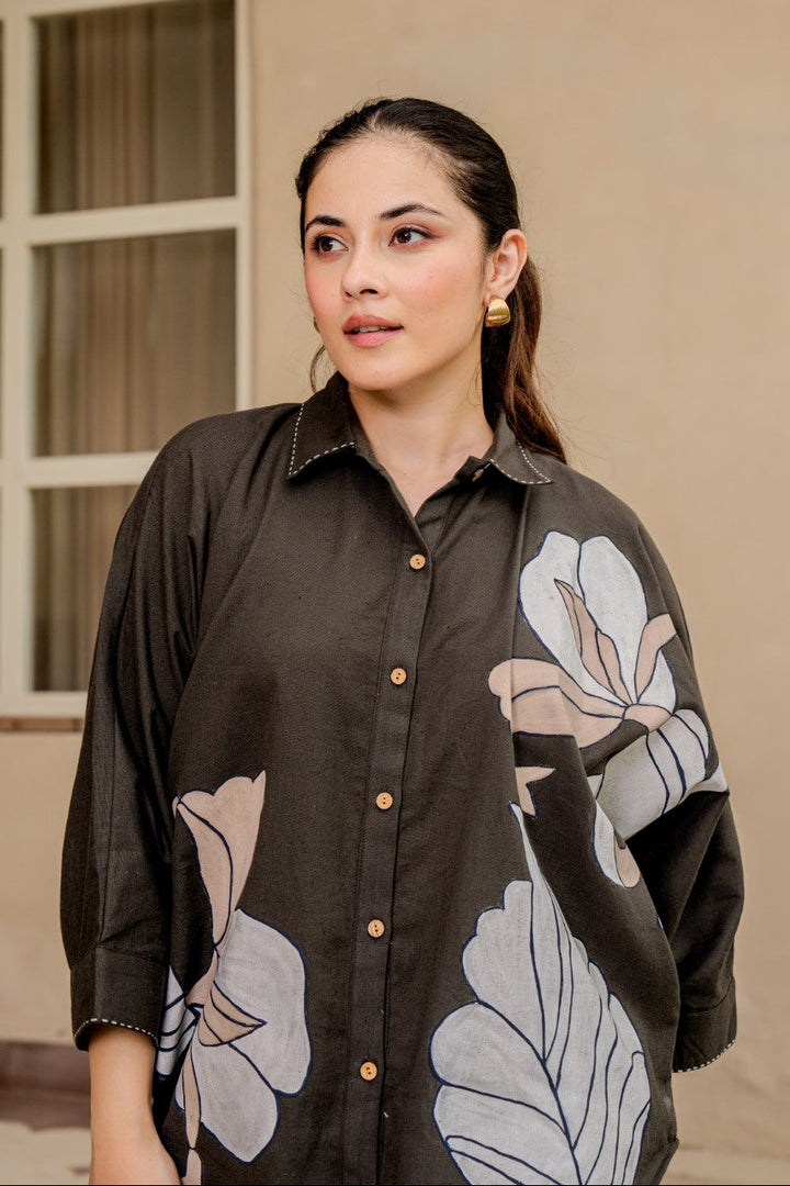 Tatva Mocha Embroidery Cotton Co-ord Set