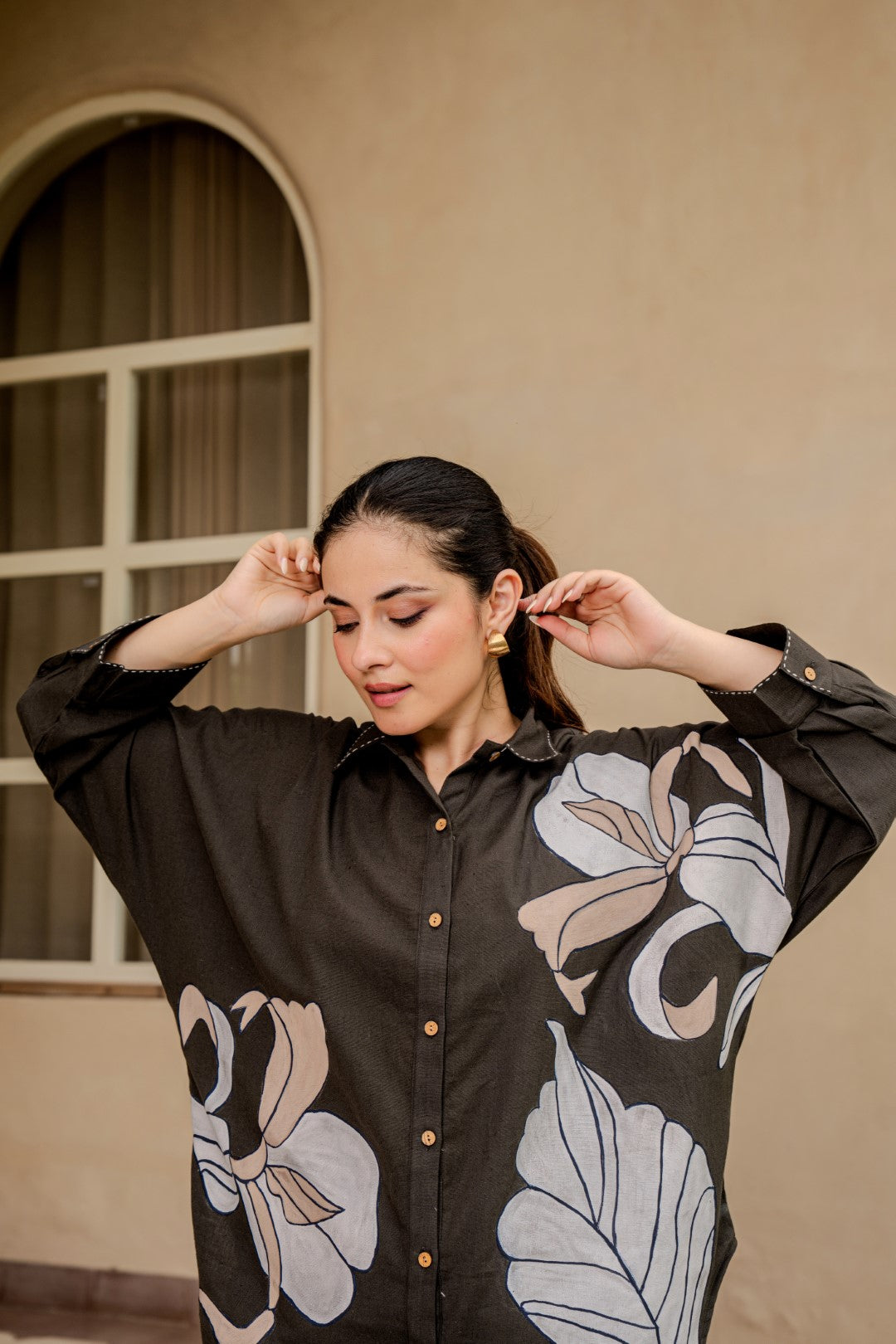 Tatva Mocha Embroidery Cotton Co-ord Set