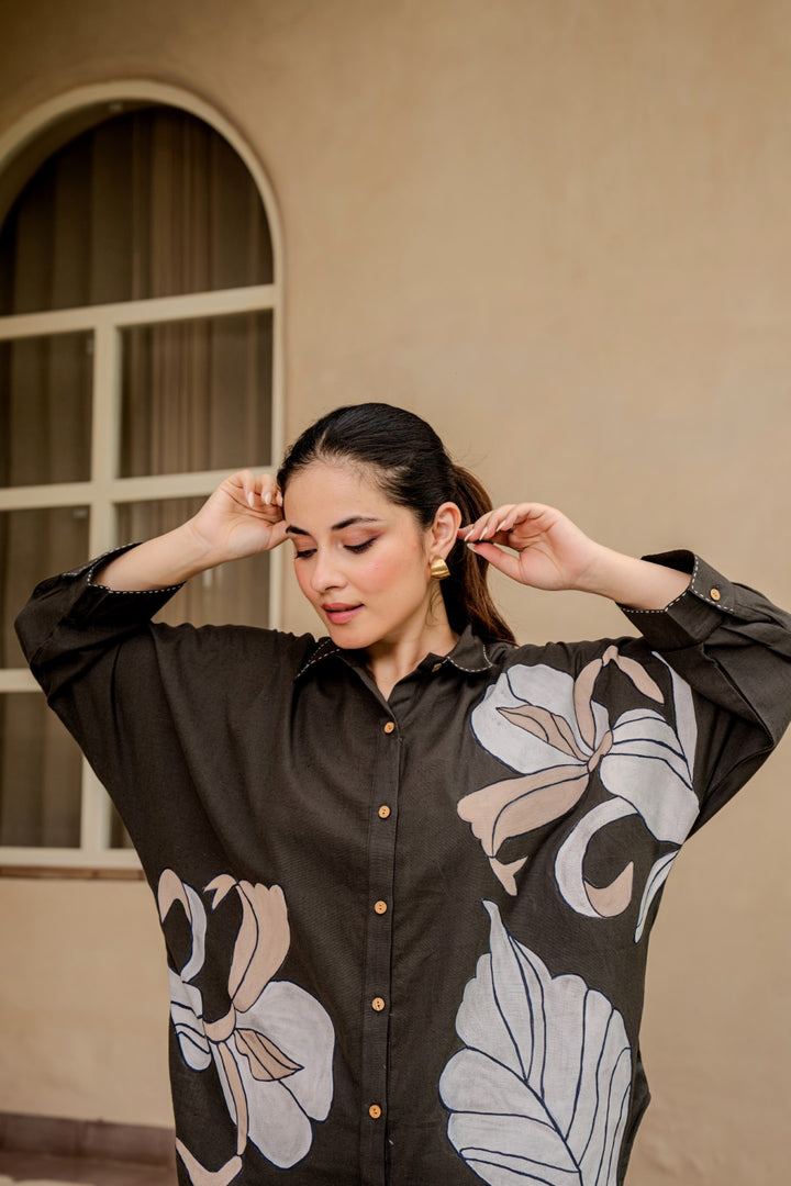 Tatva Mocha Embroidery Cotton Co-ord Set