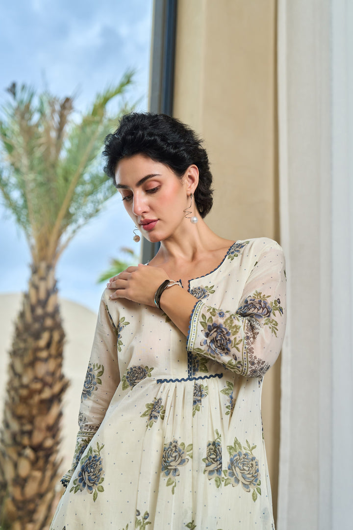 Tiara monochrome cotton kurta pant set