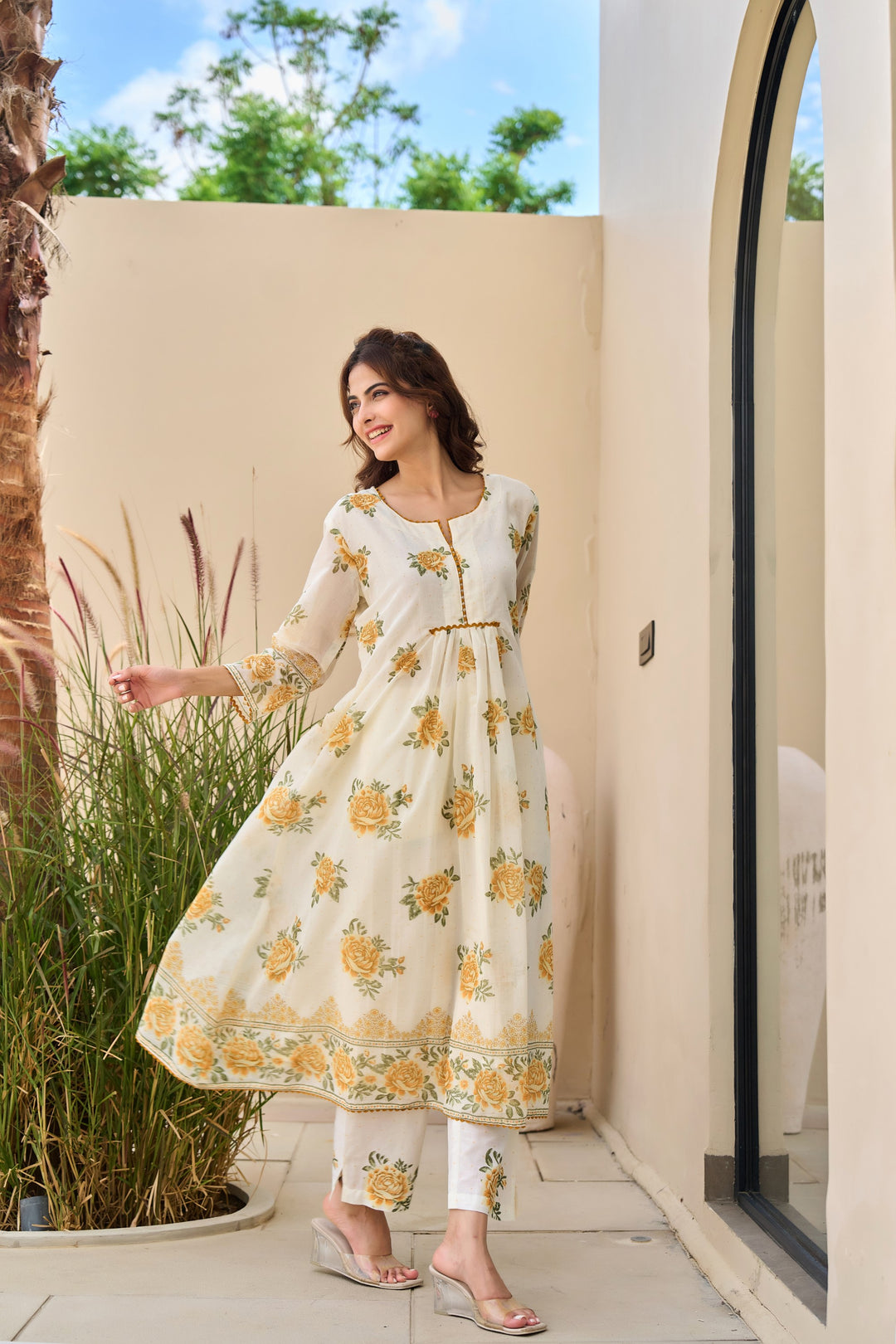 Tiara marigold cotton kurta pant set