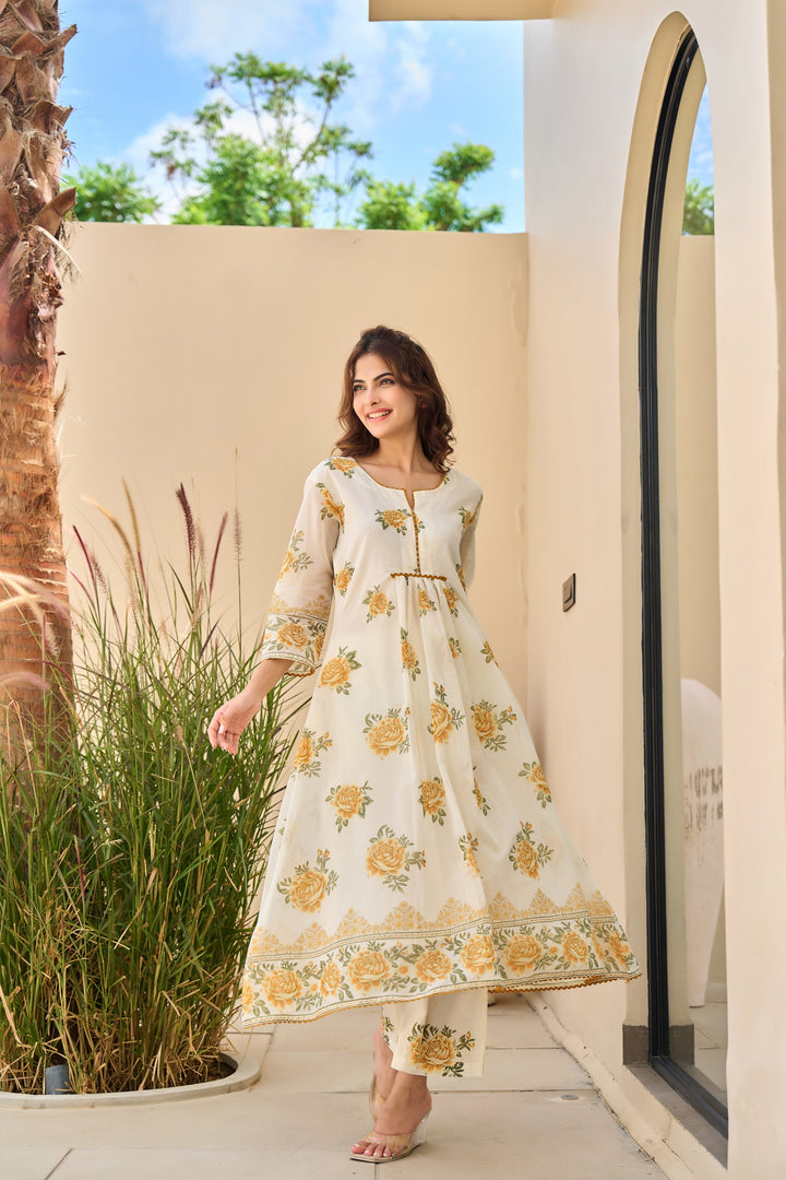 Tiara marigold cotton kurta pant set