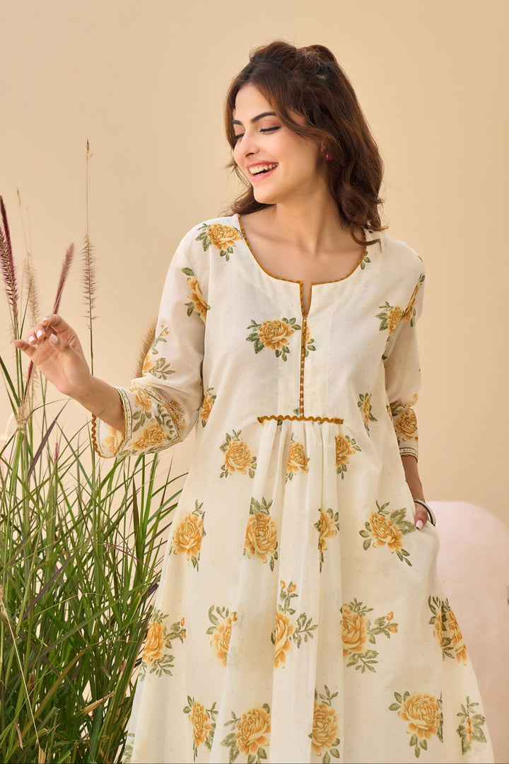 Tiara marigold cotton kurta pant set