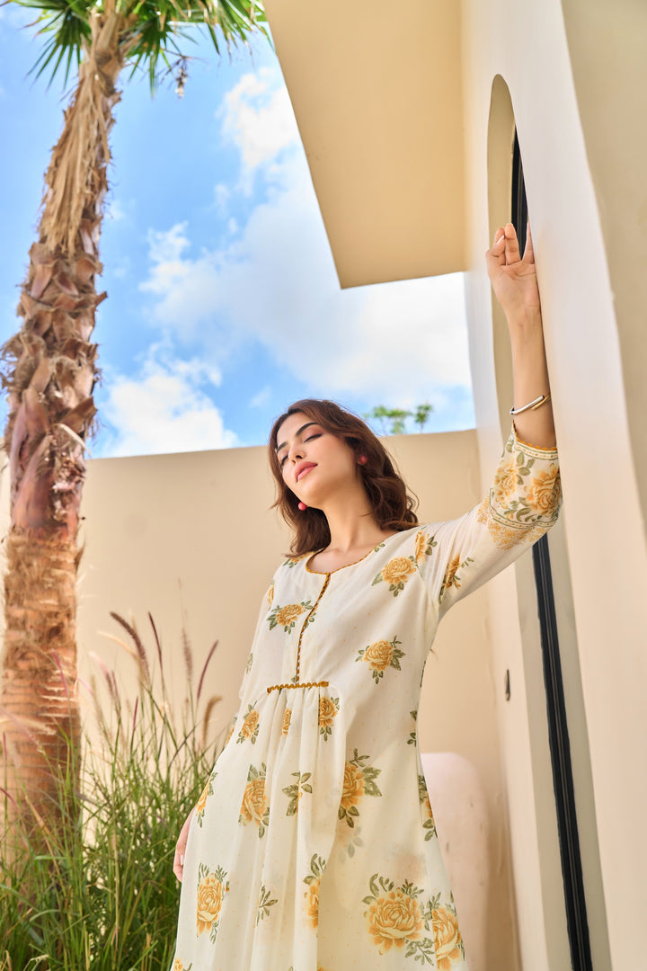 Tiara marigold cotton kurta pant set