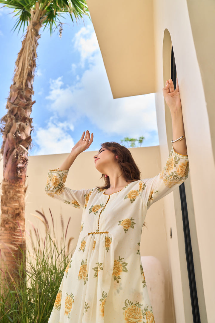 Tiara marigold cotton kurta pant set