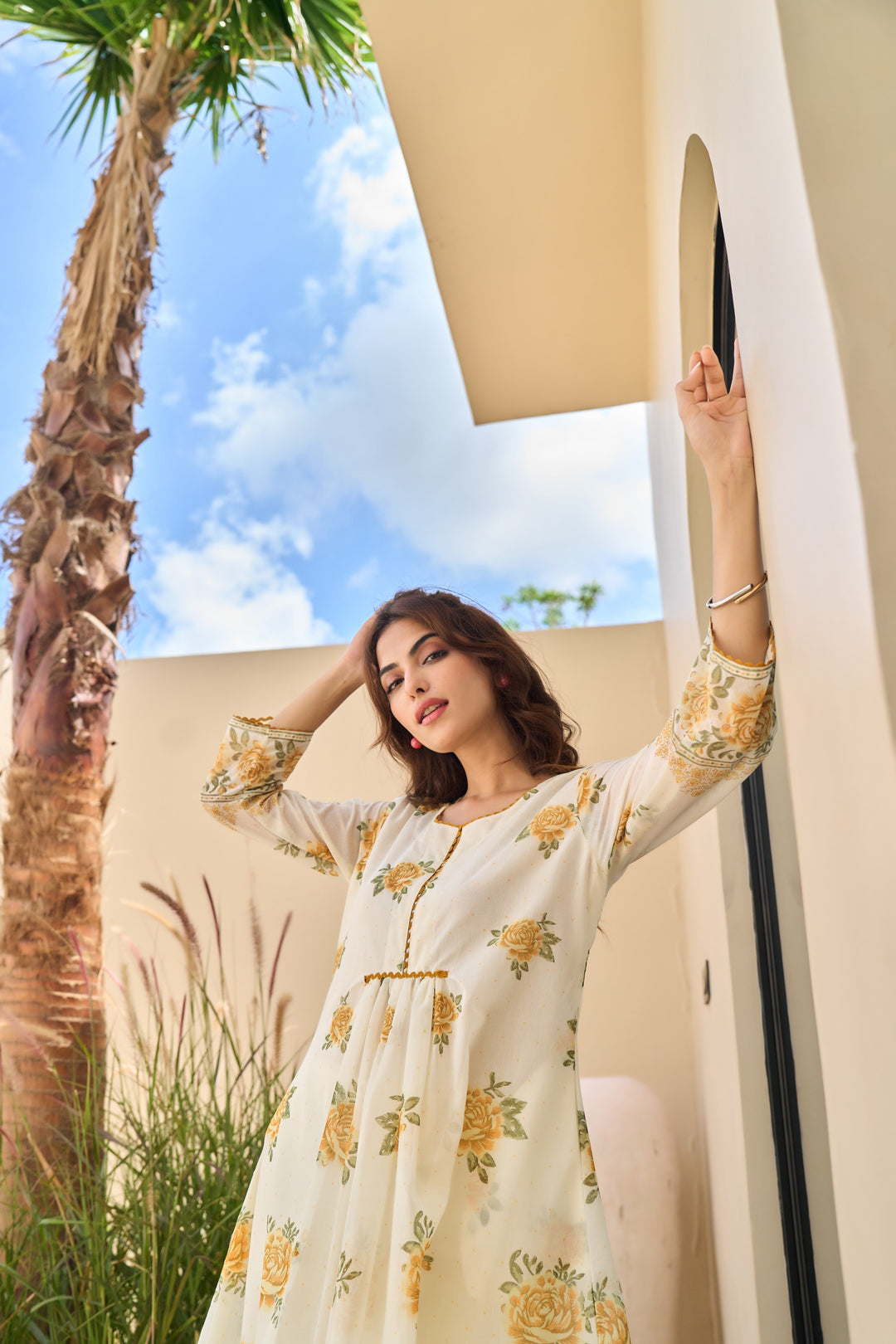 Tiara marigold cotton kurta pant set