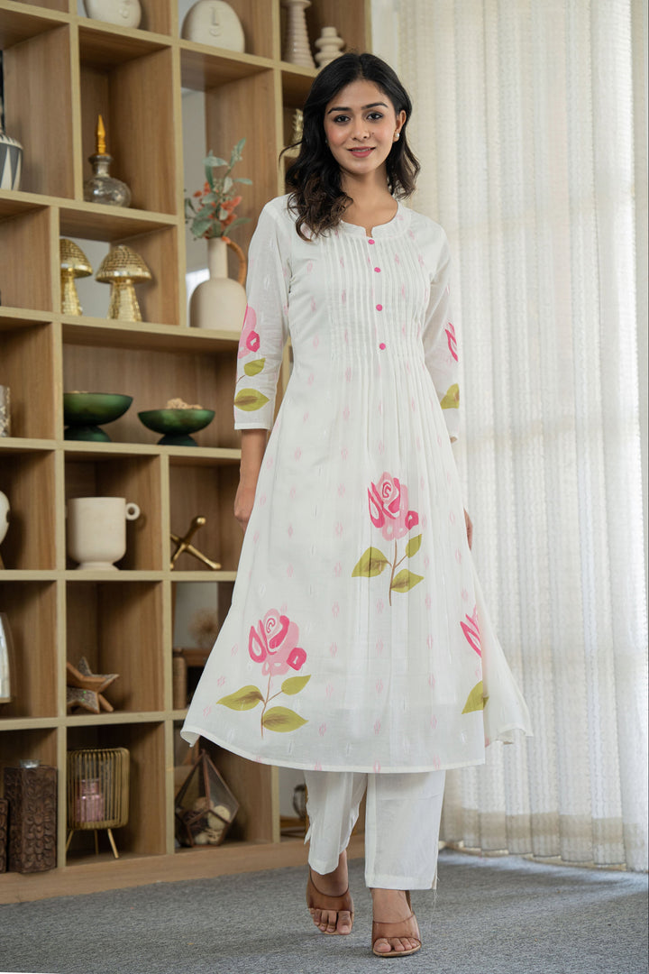 Hemal Blush Digital Printed Pure Cotton Mul Kurta Pant Set