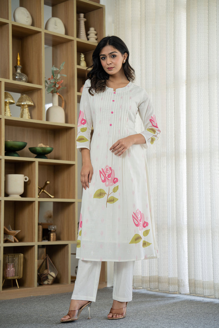 Hemal Blush Digital Printed Pure Cotton Mul Kurta Pant Set