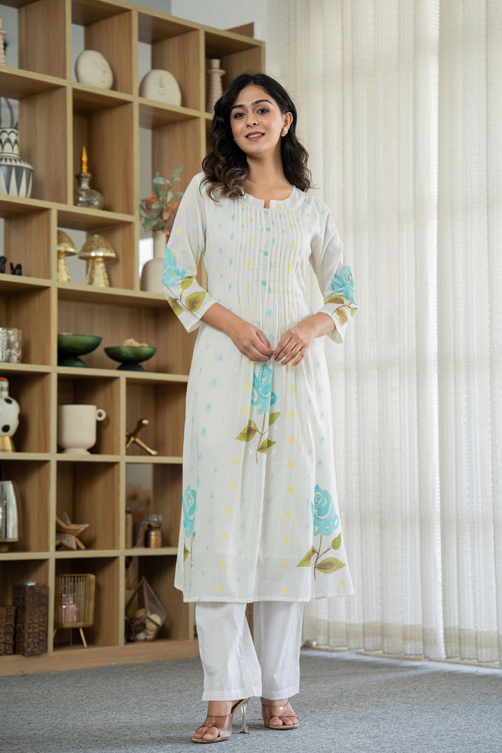 Hemal arctic Digital Printed Pure Mul Cotton Kurta Pant Set