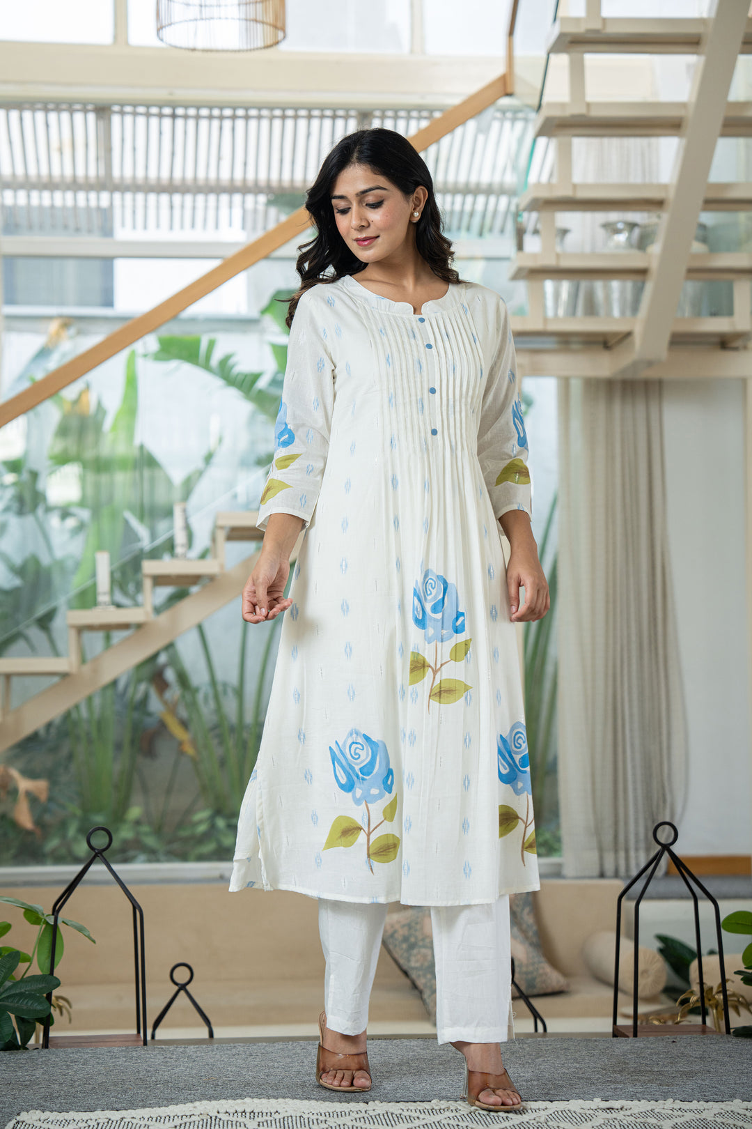 Hemal Softblue Digital Print Pure Cotton Mul Suit Set