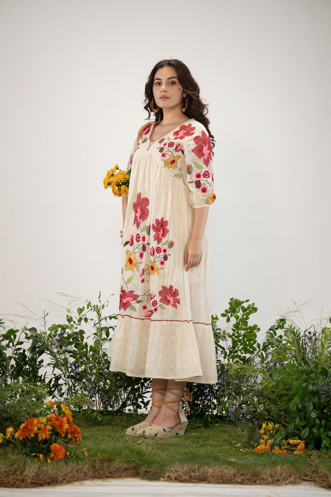 Hemal PearL Full Embroidery Dress ( with lining )