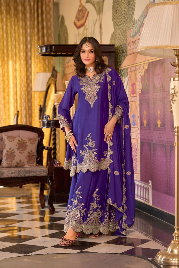 Rangrit orchid full work gharara set