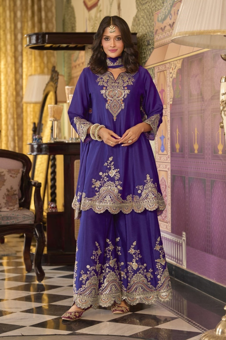Rangrit orchid full work gharara set