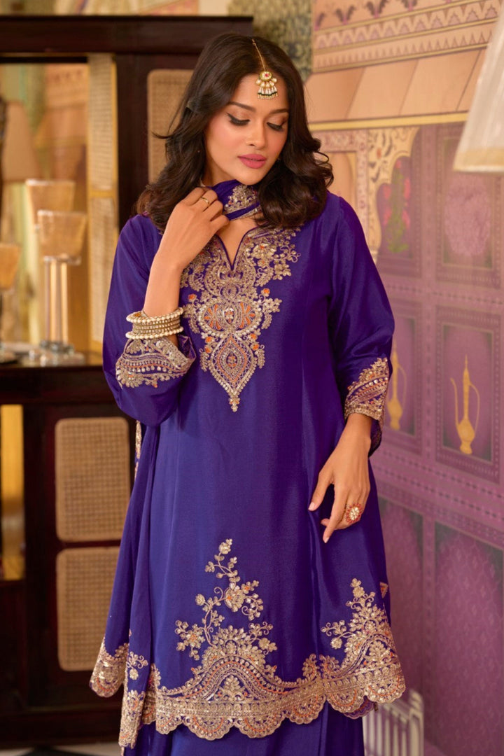 Rangrit orchid full work gharara set