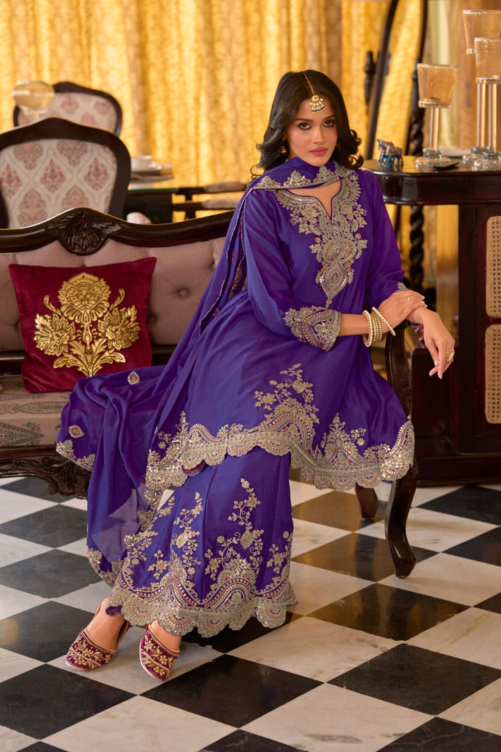 Rangrit orchid full work gharara set
