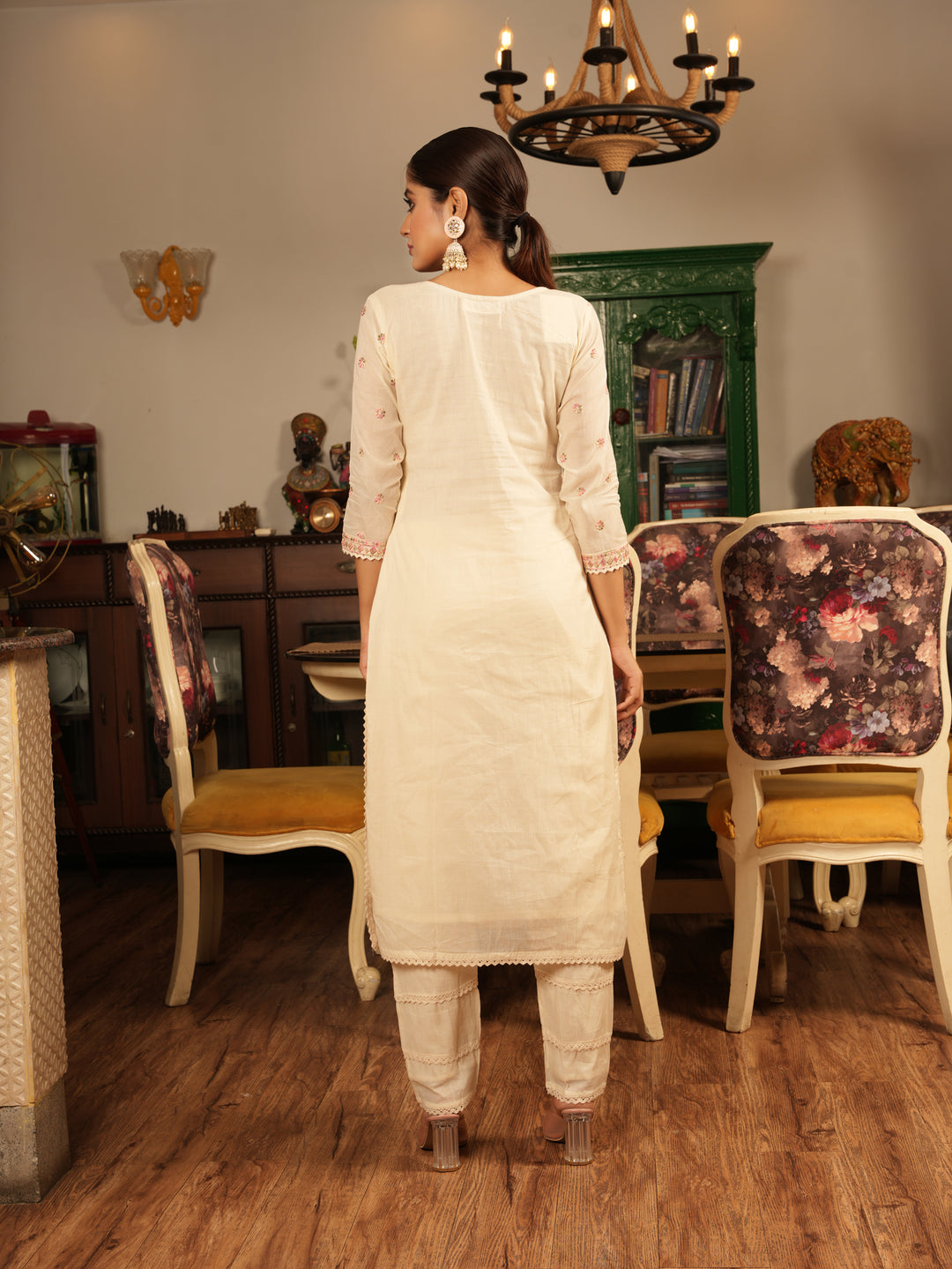 Heema Zinnia Full Embroidery Cotton Suit Set