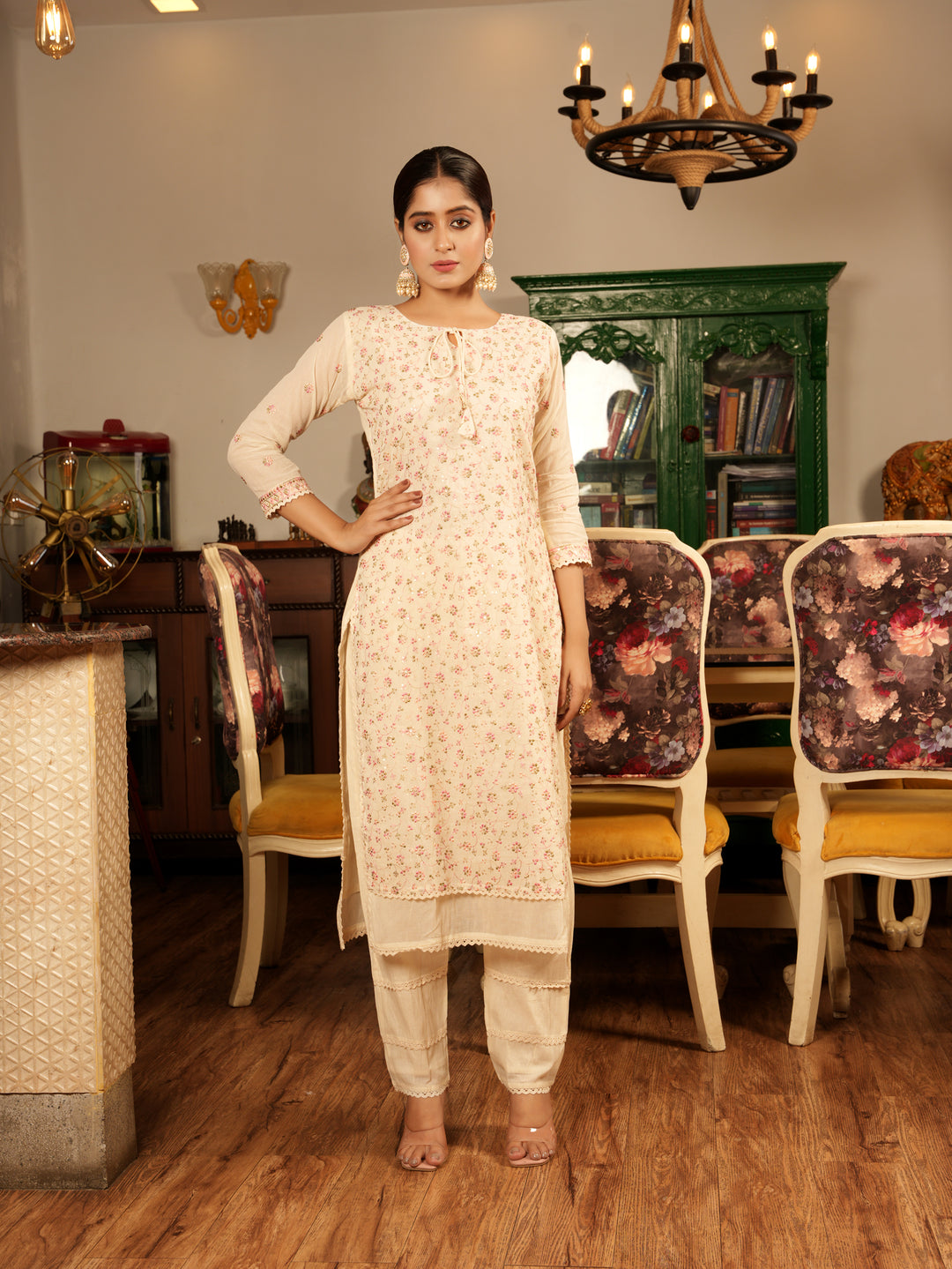 Heema Zinnia Full Embroidery Cotton Suit Set