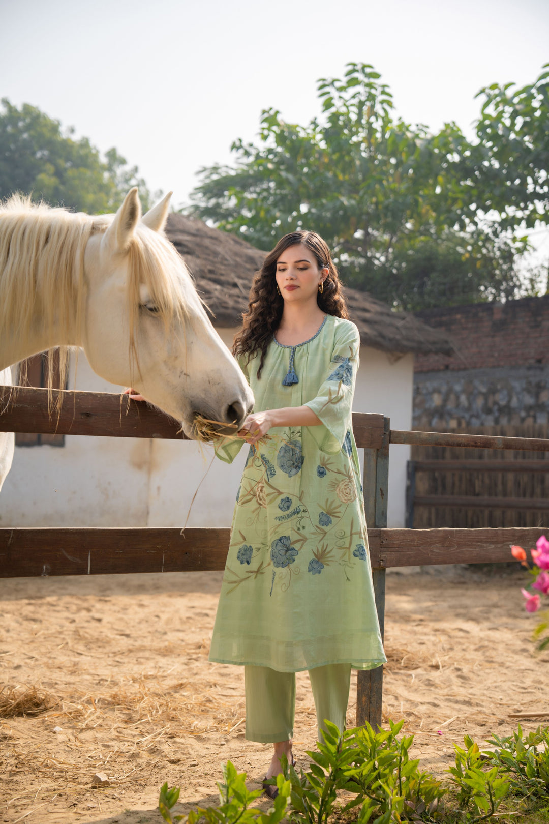 Tiara fern cotton kurta pant set