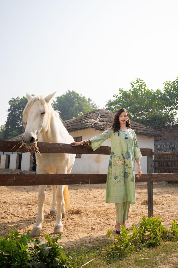 Tiara fern cotton kurta pant set