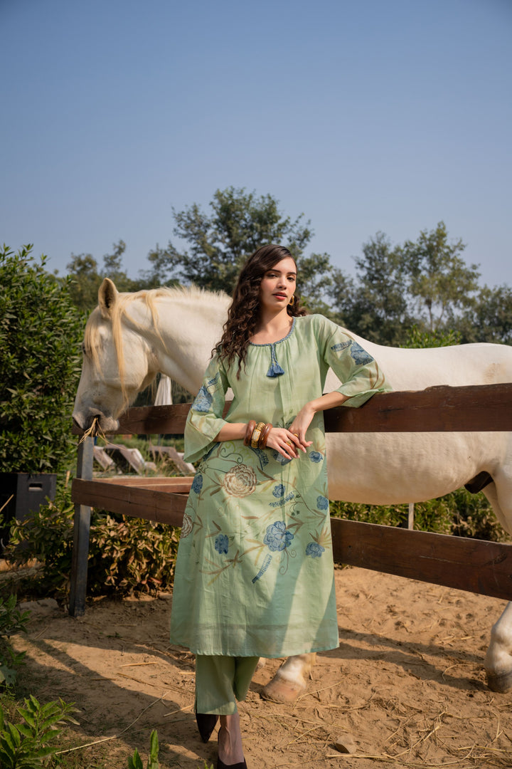 Tiara fern cotton kurta pant set