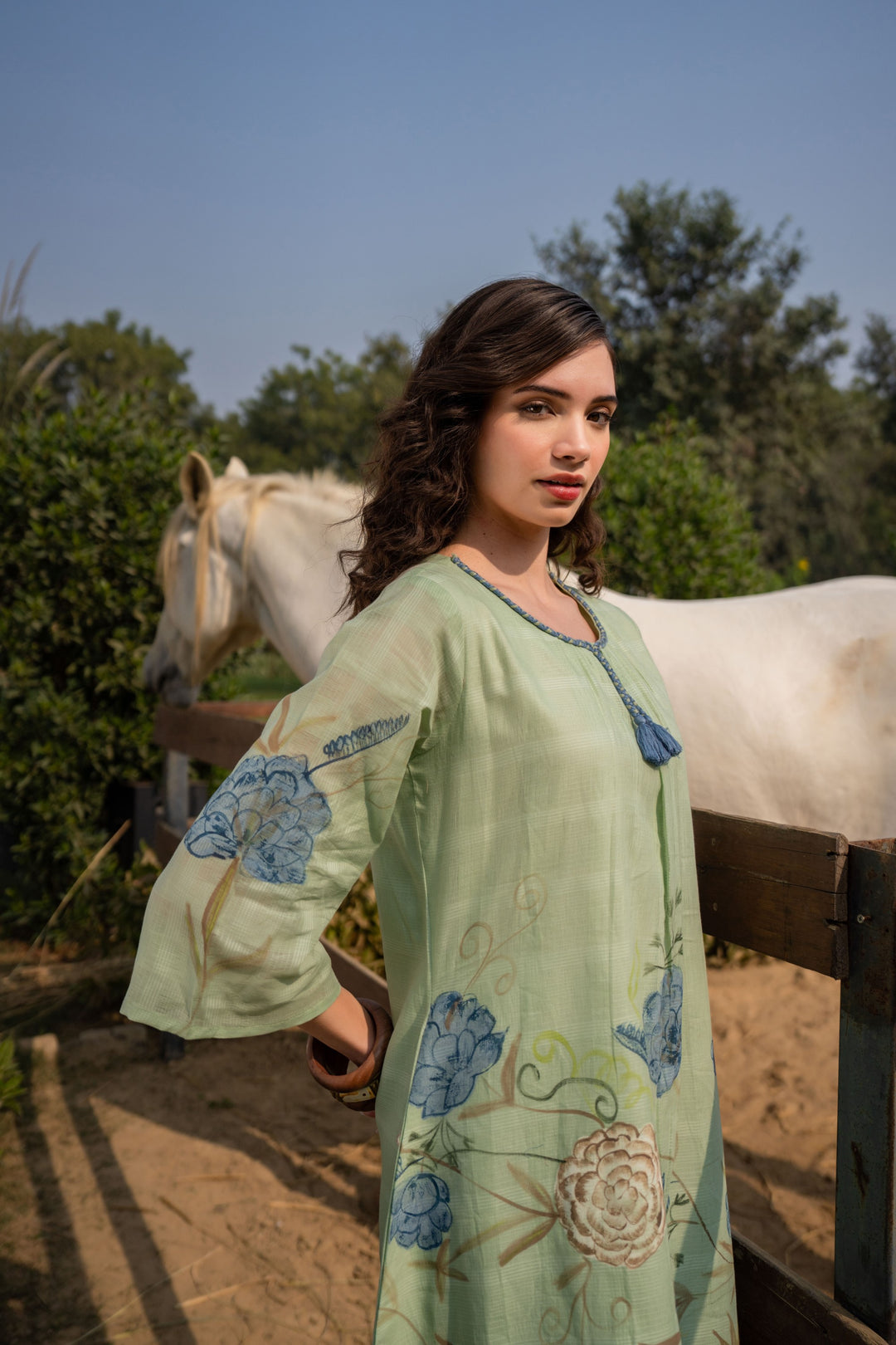 Tiara fern cotton kurta pant set