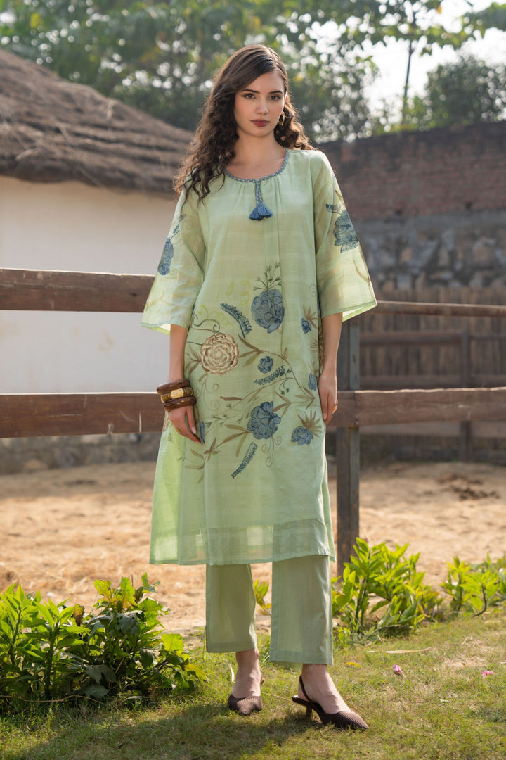 Tiara fern cotton kurta pant set