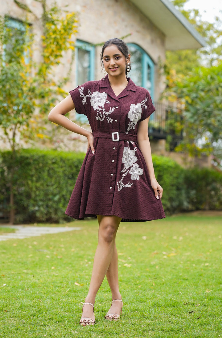 Joshna Mulberry Embroidery Cotton Dress