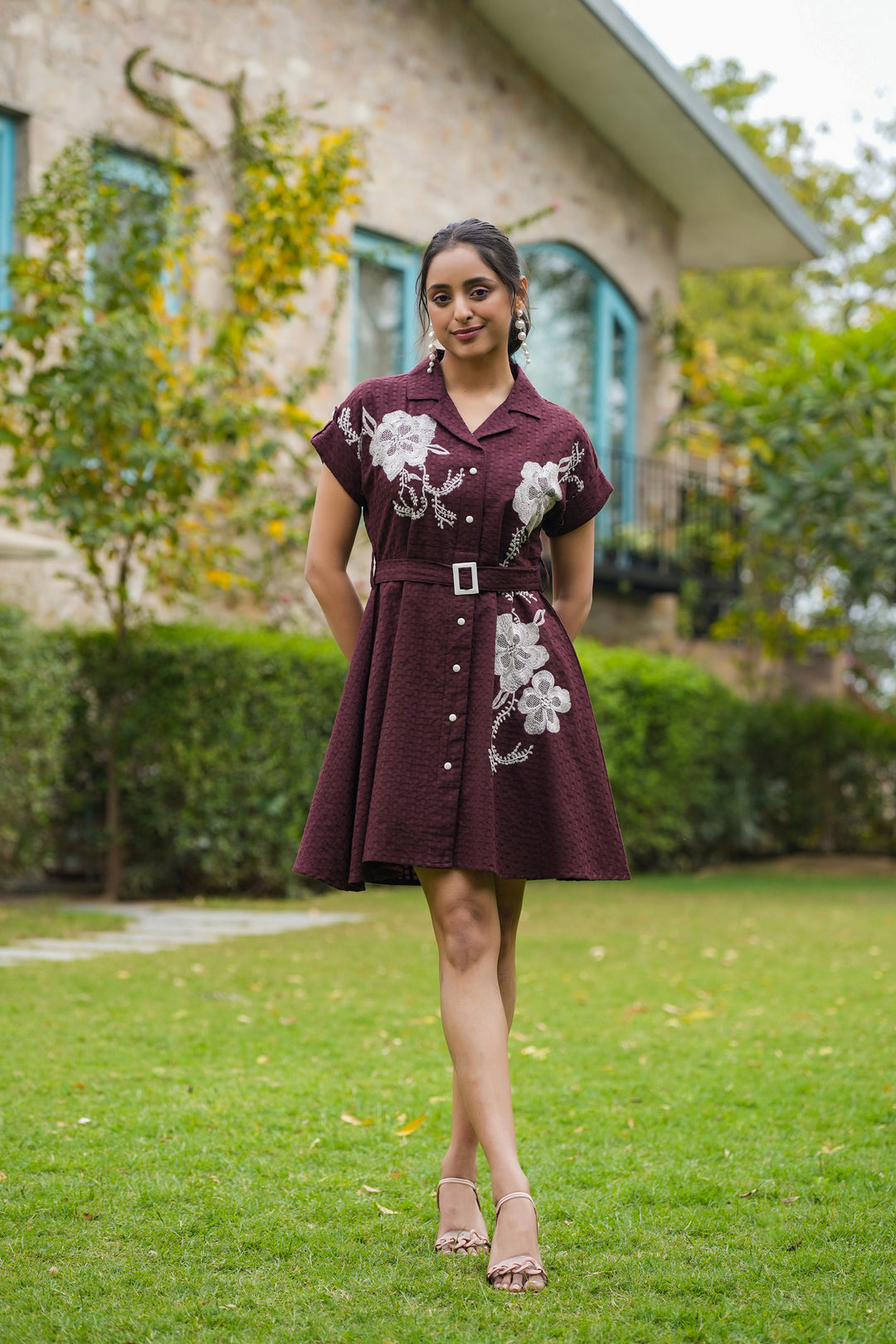 Joshna Mulberry Embroidery Cotton Dress