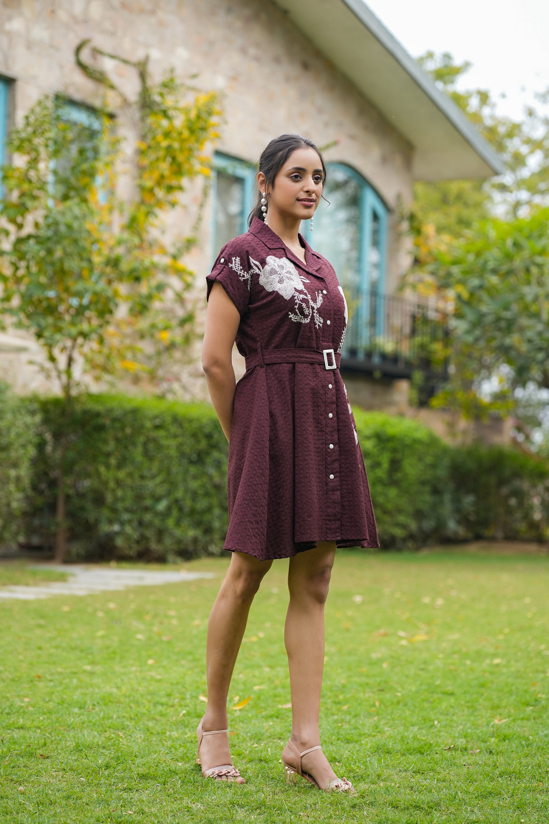 Joshna Mulberry Embroidery Cotton Dress