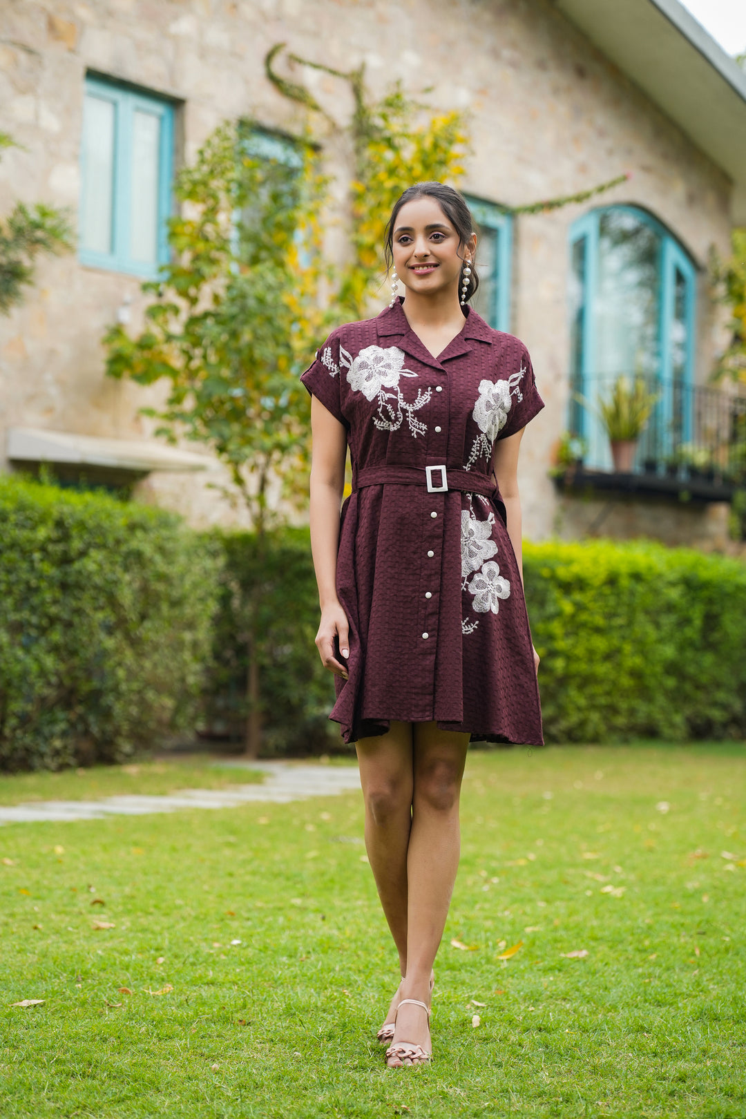 Joshna Mulberry Embroidery Cotton Dress