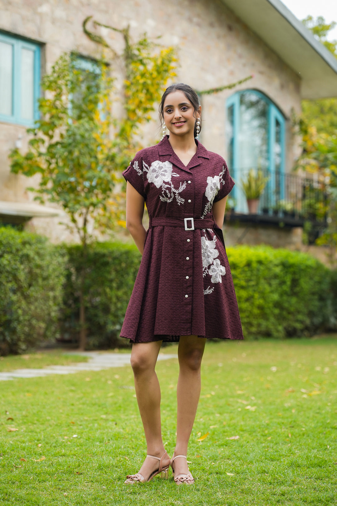 Joshna Mulberry Embroidery Cotton Dress