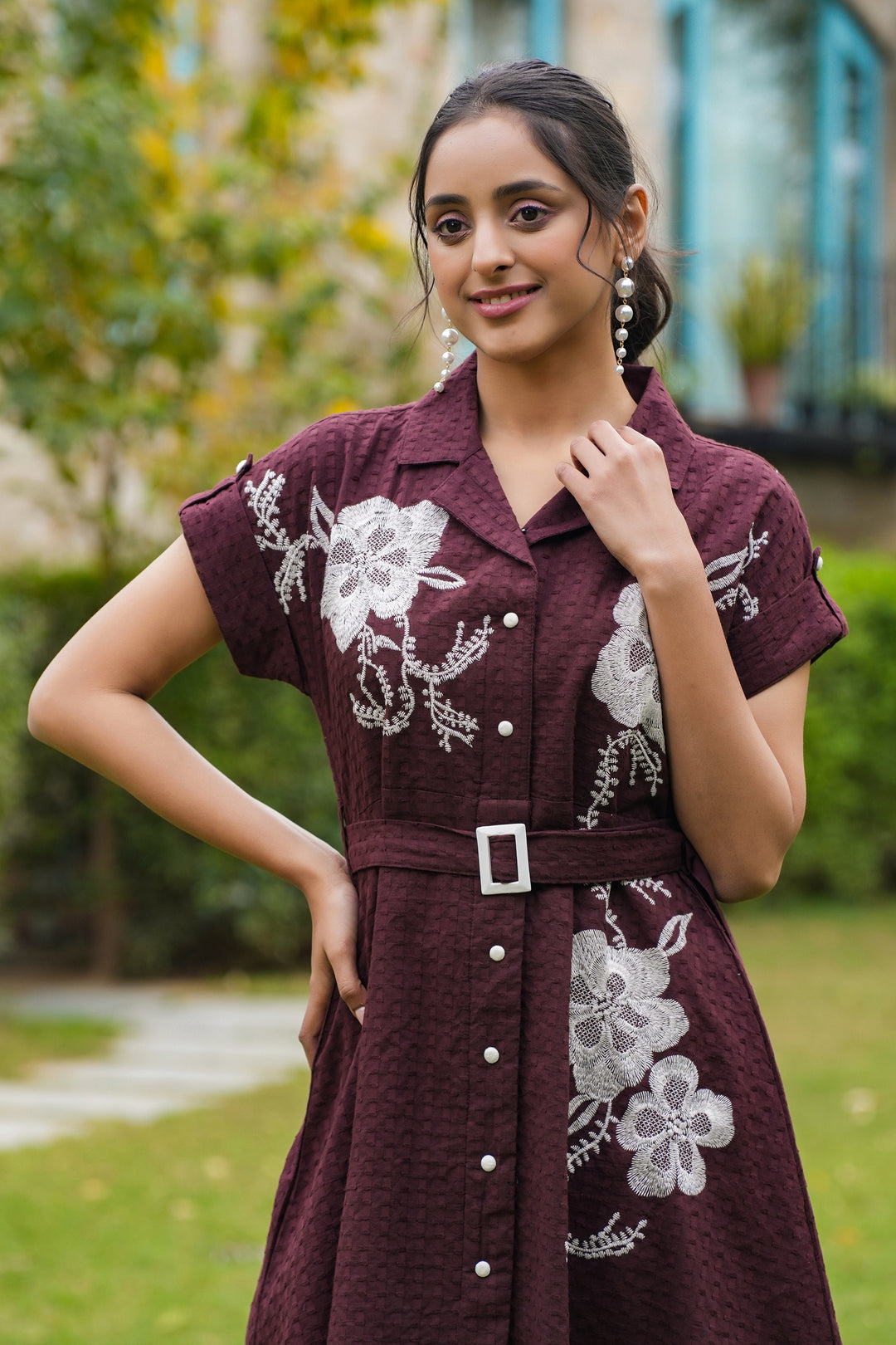 Joshna Mulberry Embroidery Cotton Dress