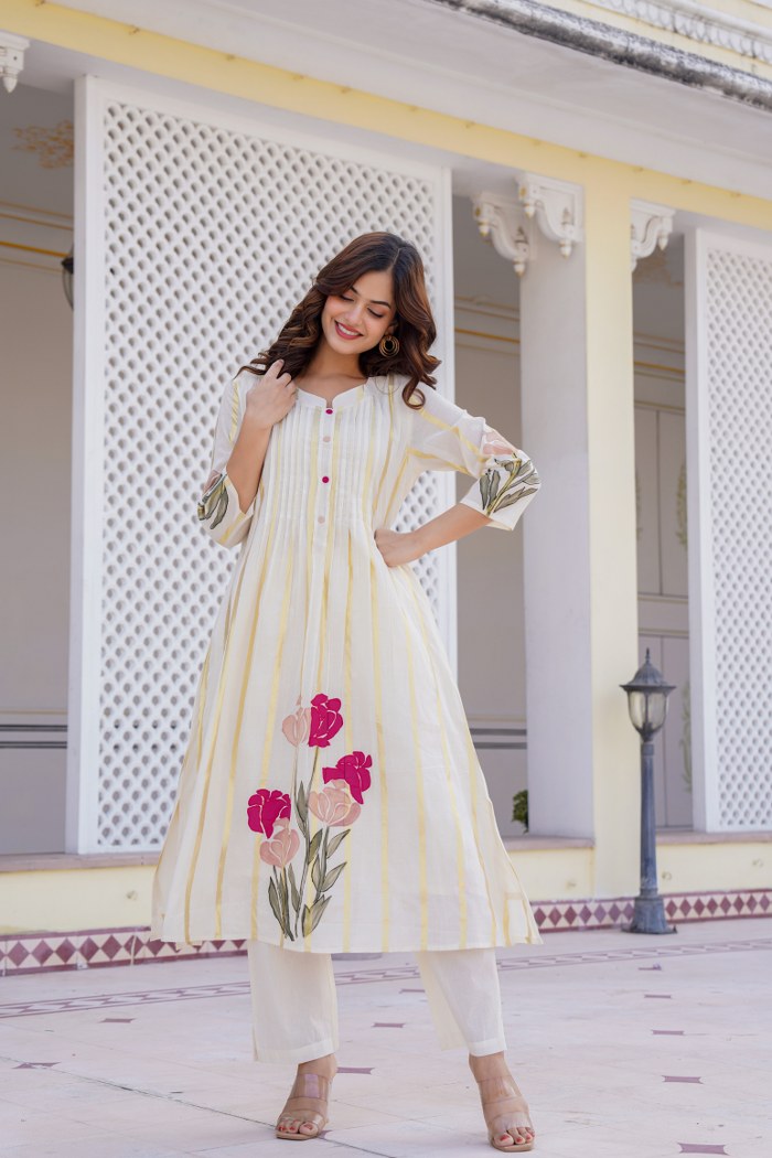 Manjula Walnut Cotton Kurta Pant Set