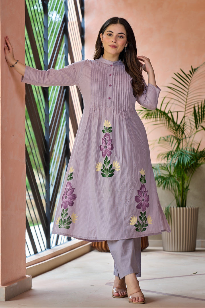 Tiara orchid cotton kurta pant set