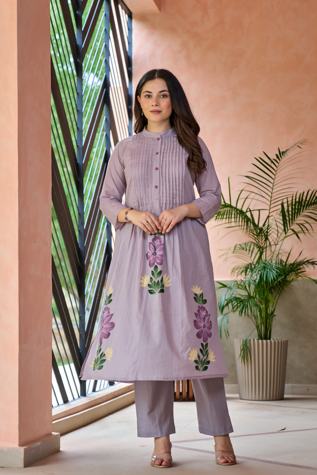 Tiara orchid cotton kurta pant set