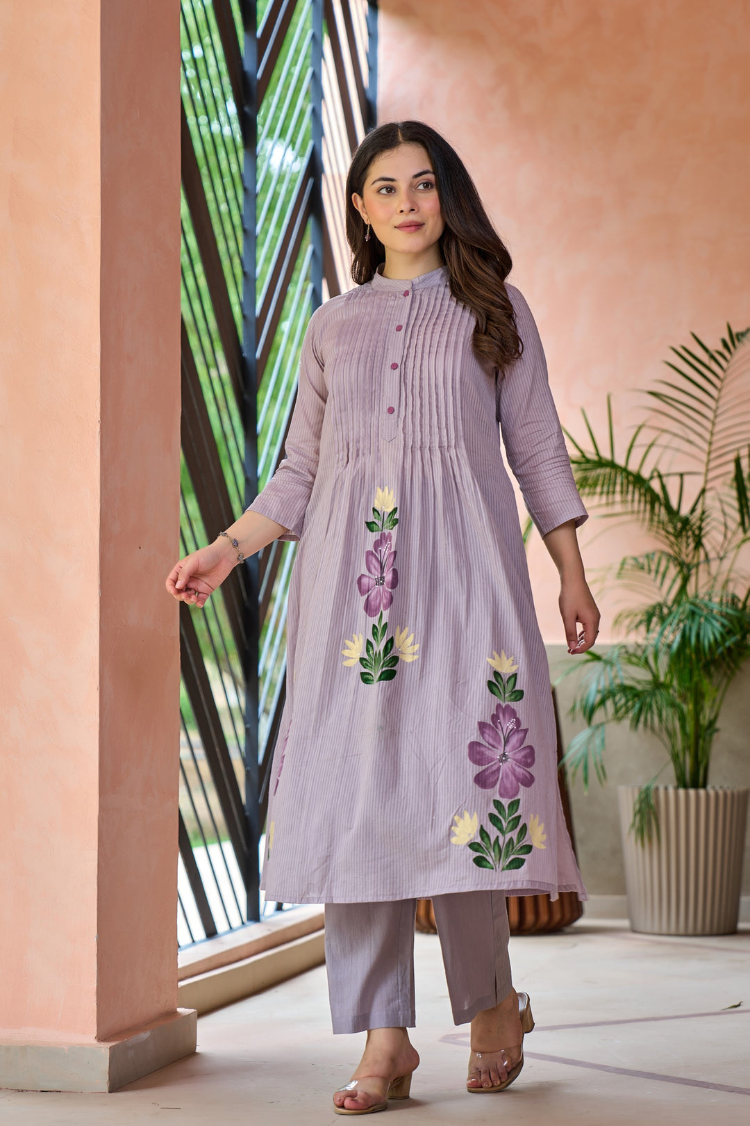 Tiara orchid cotton kurta pant set