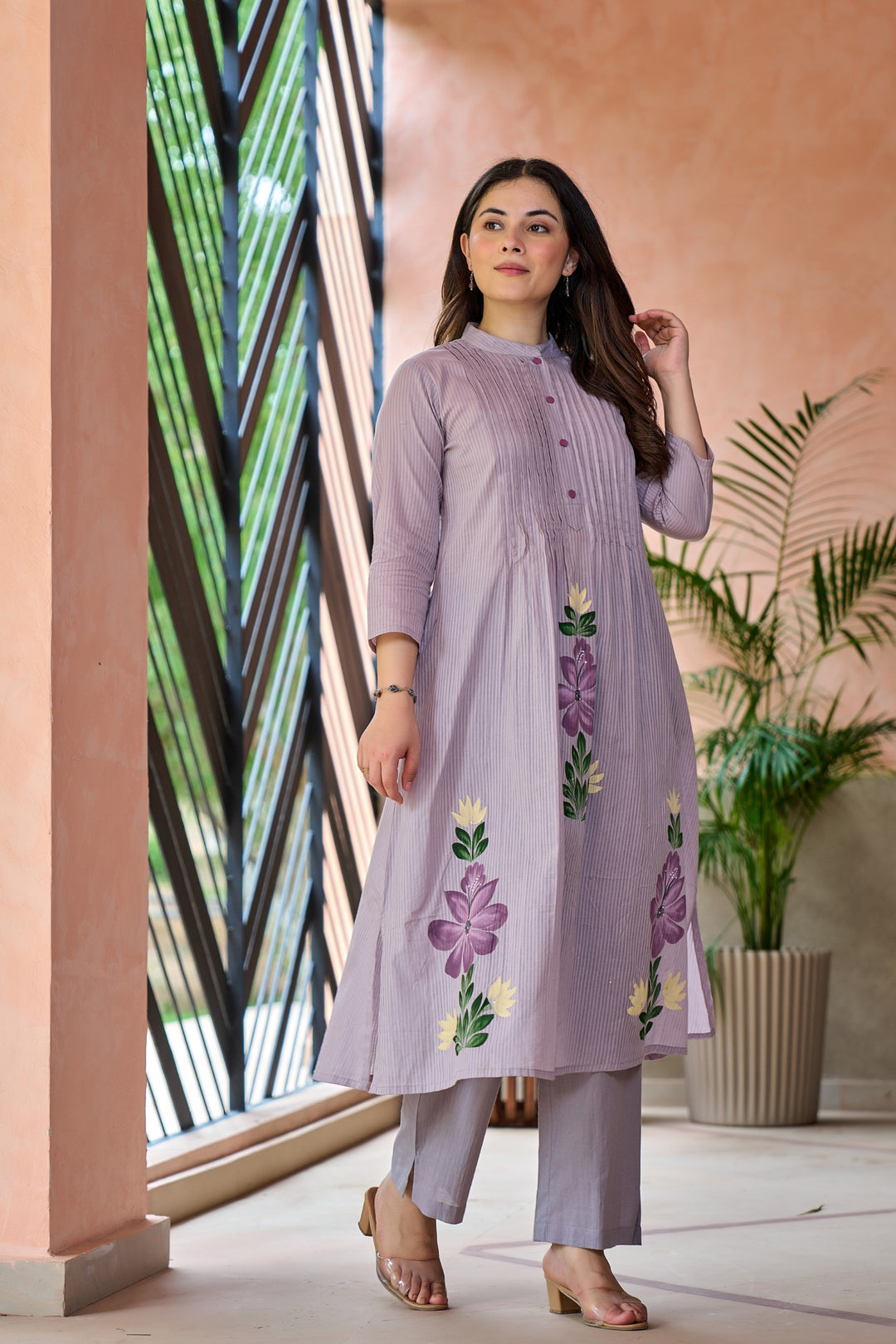 Tiara orchid cotton kurta pant set